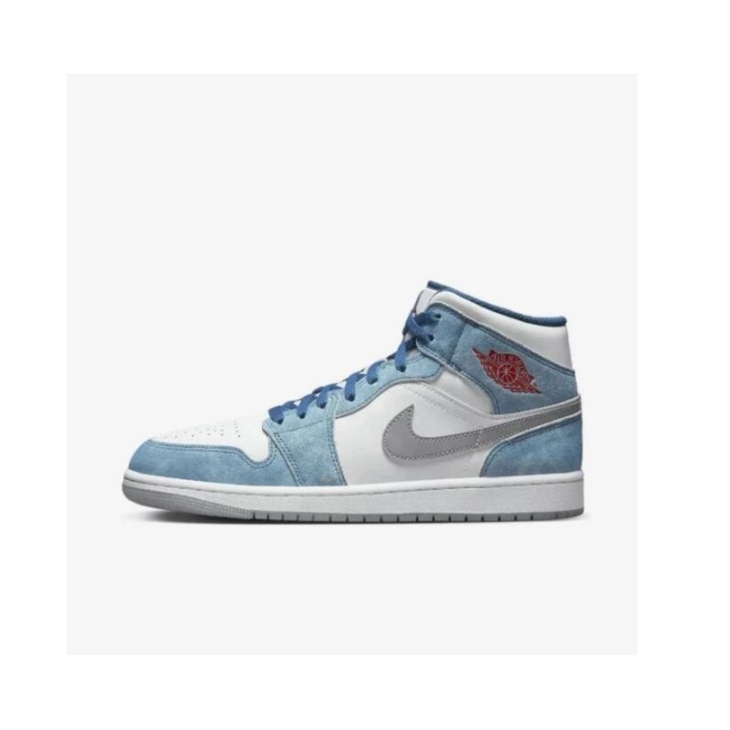 AIR JORDAN 1 MID BLEU FRANÇAIS ROUGE FEU